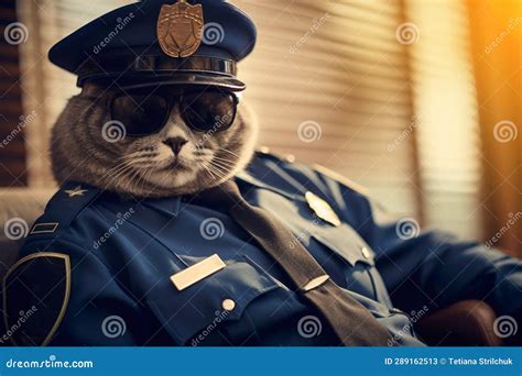 Cat Policemen or Cop. Police Officer. Cute Kitten Dressed As Police