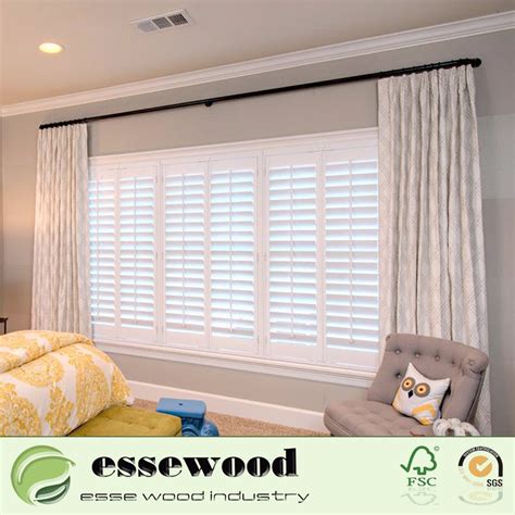 Movable Wooden Shutter Windows Interior Plantation Shutters For Bedroom