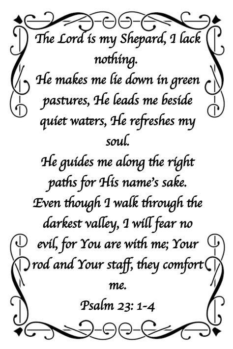 Psalm 23 Printable Bible Verse Wall Decor Christian Ts Scripture