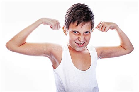 Young Boy Flexing Biceps Stock Image Image Of Build