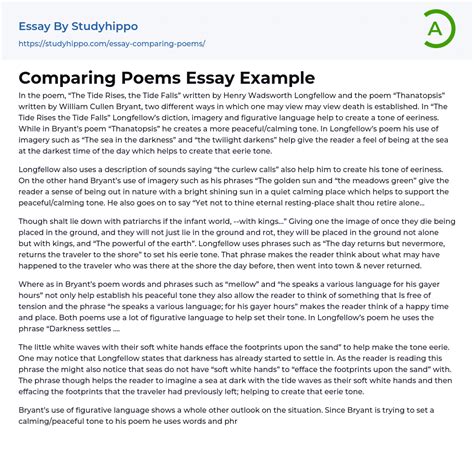 Comparing Poems Essay Example