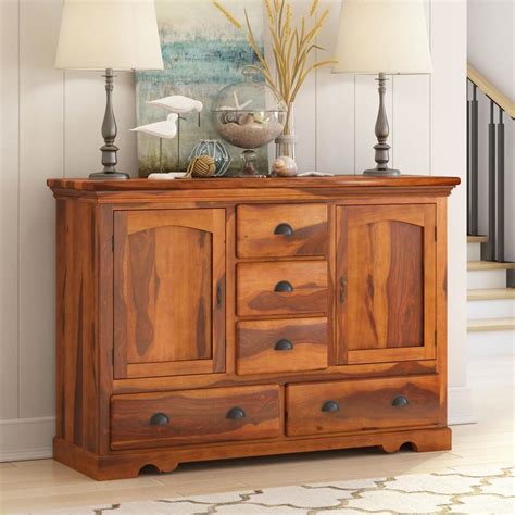 Sideboards and buffet tables are a wonderful addition to any dining room. Rustic Solid Wood 5 Drawer Traditional Dining Room Buffet ...