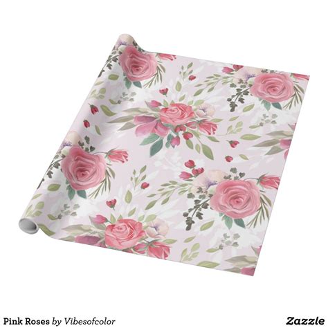 Pink Roses Wrapping Paper Wraps Wrapping Paper Pattern