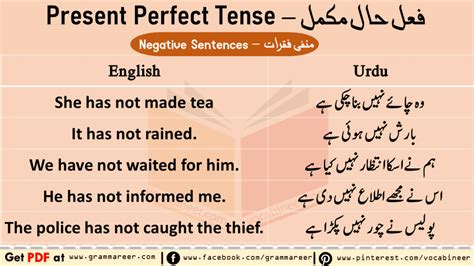 Present Perfect Tense In Urdu With Examples Pdf Grammareer