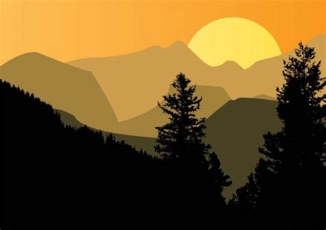 Mountain Silhouette Trees Vector Background Welovesolo