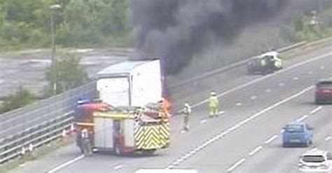 Live M5 Lorry Fire Sending Thick Black Smoke Across Carriageway
