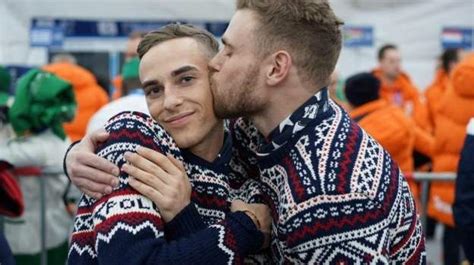 winter olympics 2018 team usa s first openly gay male olympians march with pride in opening