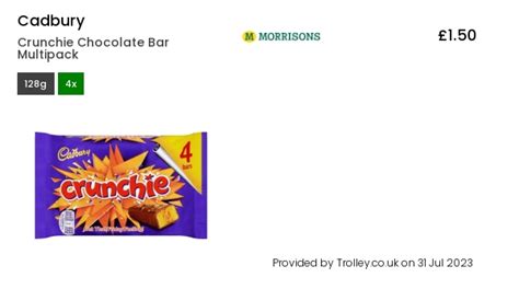 cadbury crunchie chocolate bar multipack 4 x 128g compare prices and where to buy uk