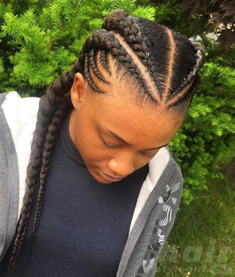 Angled cornrow with braided parts. Impressive Ghana Braids for an Ultimate Diva Look | Hair Style