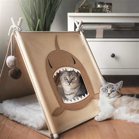 Funny Supply Cat Shark Tent Cat House Felt Cat Crinkle Tunnel Funny Cat