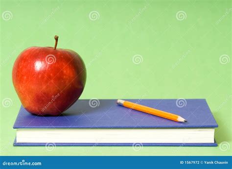 Apple And Pencil Stock Photo Image Of Library Books 1567972