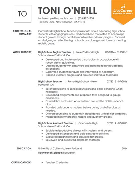 Let me tell you with an example. Best Teacher Resume Example | LiveCareer