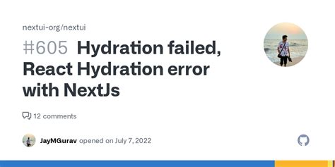Hydration Failed React Hydration Error With NextJs Issue 605