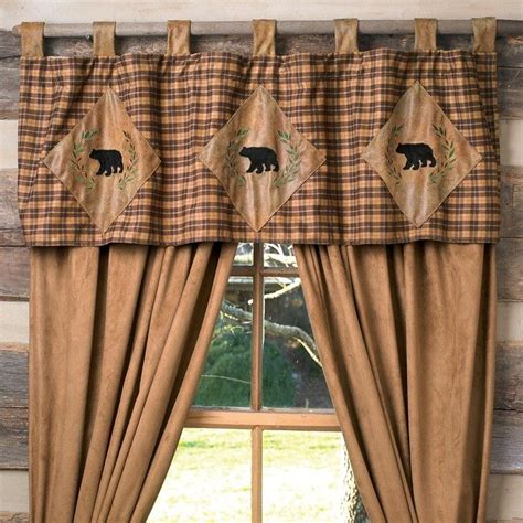 Moose Bear Red Plaid Valance Rustic Curtains Luxury Curtains Cabin
