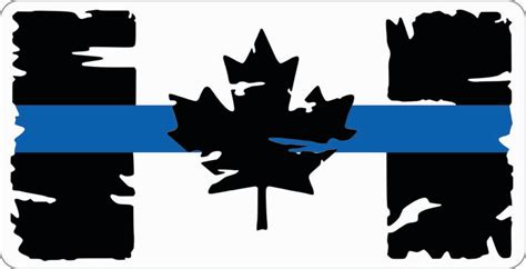 Distressed Canadian Flag With Blue Line Decalsticker Free Shipping