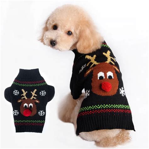 2018 Dog Costume Clothes Pet Funny Teddy Knitted Deer Pattern Clothing