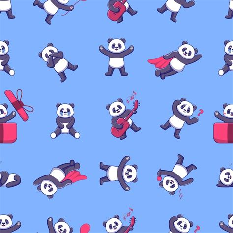 Premium Vector Cute Panda Seamless Pattern Design