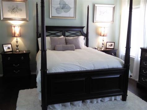 Master Bedroom Dark Mahogany Furniture And Colonial Plank Wood Floors