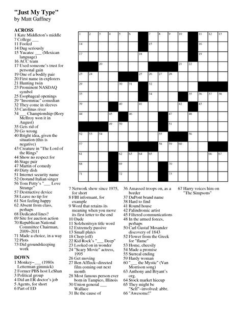 Bookmark this page and check it each month. Free Printable Daily Crossword Puzzles October 2016 ...