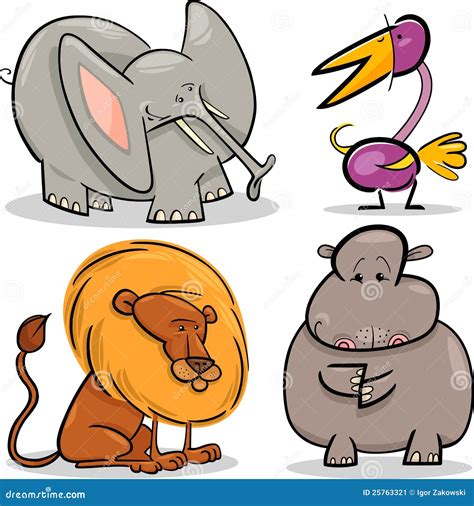 Cute Cartoon African Animals Set Stock Vector Illustration Of Mascot
