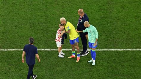 Fifa World Cup 2022 Brazils Neymar Consoled By Croatian Star Ivan