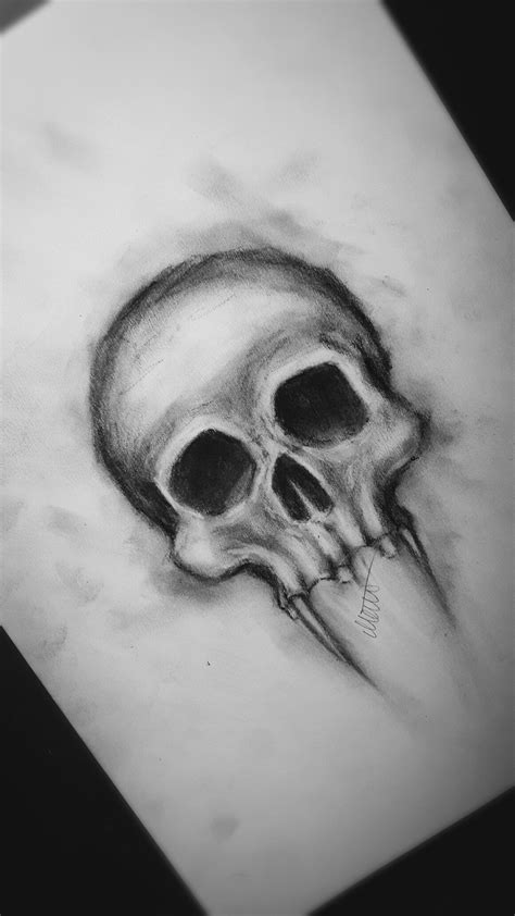 Realistic Abnormal Skull Drawing In Charcoal Skull Drawing Sketches