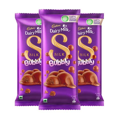 Cadbury Dairy Milk Silk Bubbly Chocolate Bar 120 G Pack Of 3