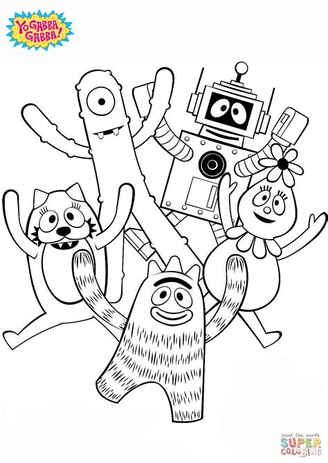 yo gabba gabba all together coloring page free printable coloring pages