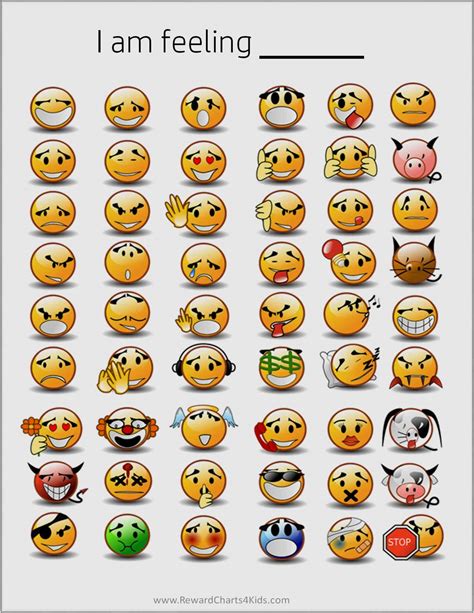 free printable emoji feelings chart