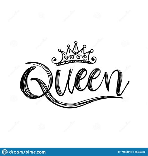 Queen Word With Crown Stock Illustration Illustration Of Lettering
