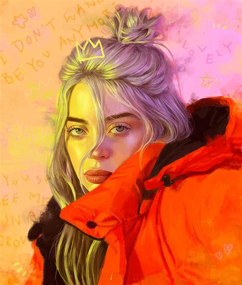 The most common billie eilish artwork material is stretched canvas. Billie Eilish Digital Art by Zulkarnain Sudibya