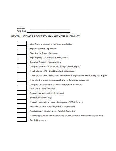 Rental Property Checklist Printable