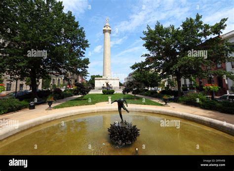 George Washington Monument And Fountain West Mount Vernon Place Mount