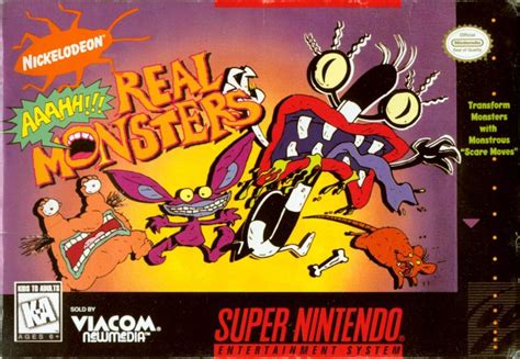 Press here to show the game. Nickelodeon: Aaahh!!! Real Monsters (1995) SNES box cover ...