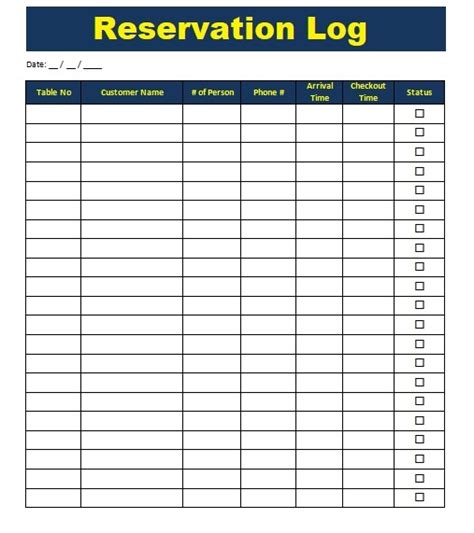 25 excel formatted 2018 calendars. Reservation Log Templates | 10+ Free Printable Word ...