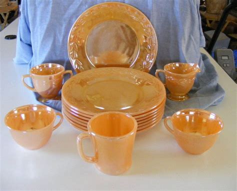 Those were washed in a dishwasher. Fire King Peach Lustre Dinnerware, mixed lot | Vintage ...