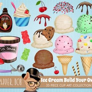 Build Your Own Ice Cream Cone Clip Art Collection Digital Etsy Canada