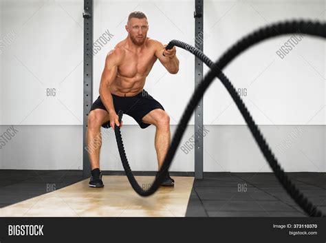 Gym Battle Rope Man Image And Photo Free Trial Bigstock
