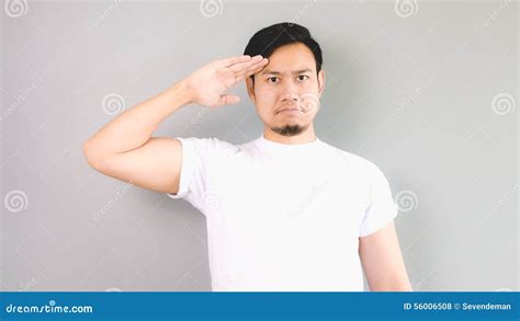 A Man In Salute Pose And Serious Face Stock Photo Image Of Military