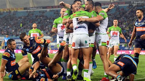 The nrl competition is contested by 16 teams, 15 based in australia and one based in new zealand. NRL: Canberra Raiders shut out Gold Coast Titans for wet win