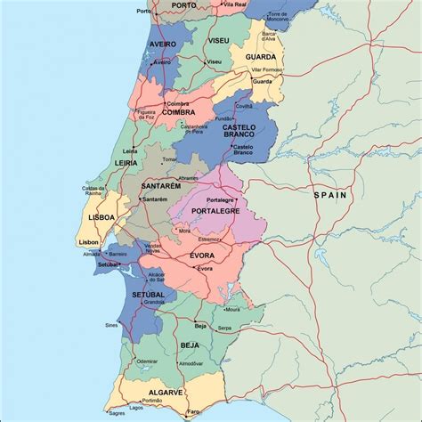 Portugal Political Map Illustrator Vector Eps Maps Eps Illustrator