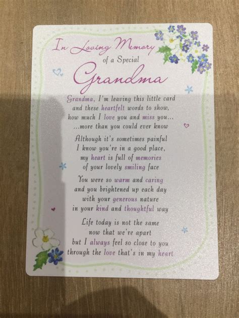 In Loving Memory Grandma Graveside Poem Cards Etsy