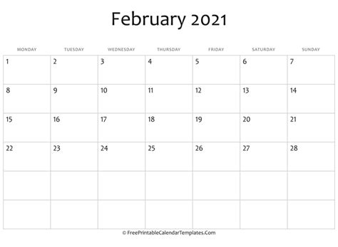 Monthly and weeekly calendars available. Fillable February Calendar 2021 (horizontal)