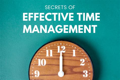 The Secrets Of Effective Time Management Conquering Time Poverty