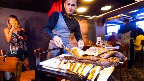 brazilian steakhouse huge beef ribs 14 meats churrascaria in rio de janeiro brazil