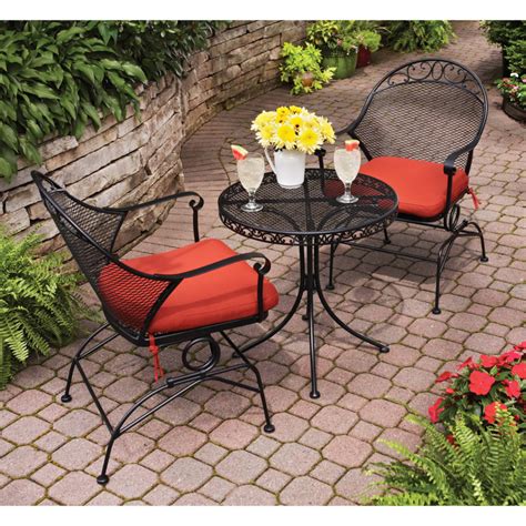 Cast or wrought iron outdoor furniture typically has a long life and requires simple cleaning with mild soapy water. 3 Piece Wrought Iron Outdoor Bistro Patio Sets - Reviews ...