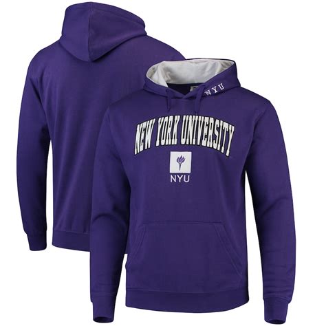 Nyu Violets Arch And Logo Pullover Hoodie Purple