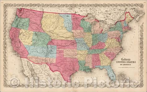 Historic Map Coltons United States Of America Colona Named 1859