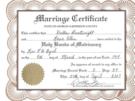 Marriage Certificate Ga Tutoreorg Master Of Documents