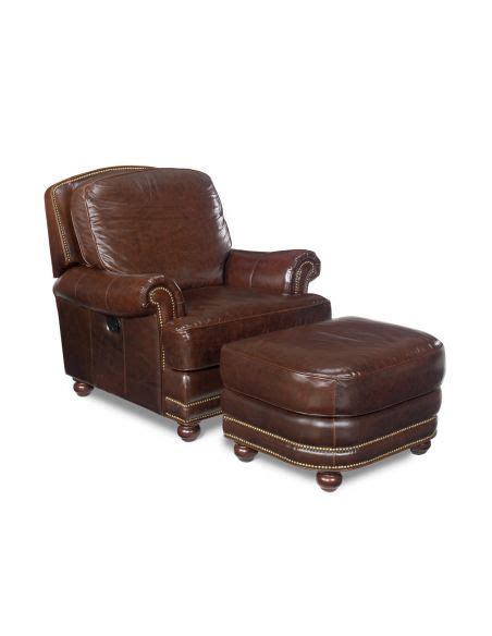 Luxury Leather Furniture Tilt Back Chair And Ottoman Set